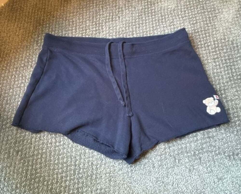 Hollister Navy Blue Graphic Mini Fleece Drawstring Shorts